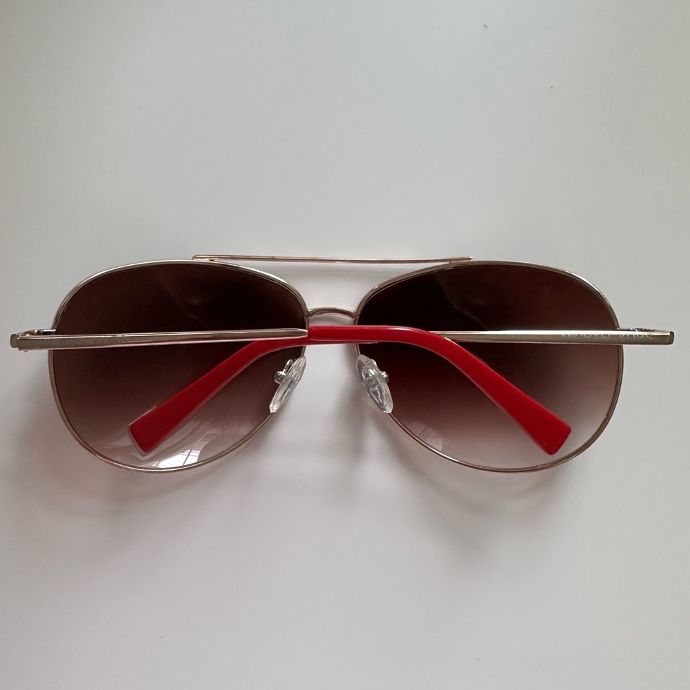 Michael Kors Gold & Red Trim Aviator Sunglasses - Picture 5 of 14